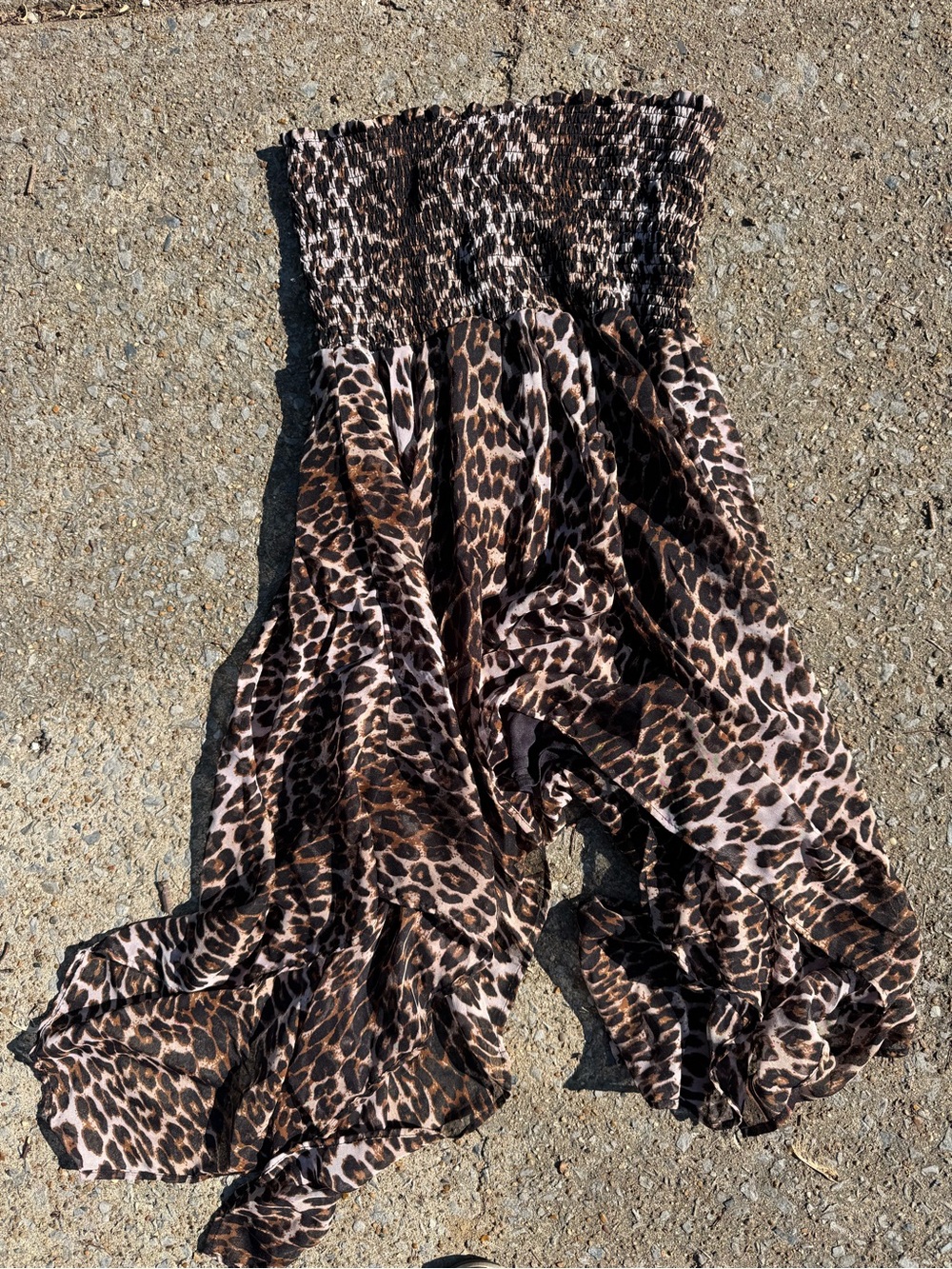 Smocked Waist Leopard Print Maxi Skirt - Brown & Black